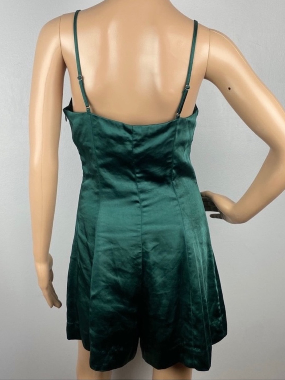 ENDLESS ROSE GREEN SATIN BUTTON FRONT ROMPER - Picture 6 of 8
